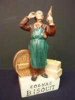 COGNAC BISQUIT - Figurine publicitaire de comptoir en platre polychrome...