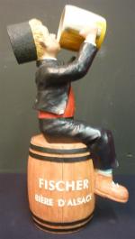 FISCHER Bière d'Alsace - Grande figurine publicitaire de comptoir en...