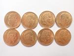 NAPOLEON III : Huit pièces de 20 Francs or :...
