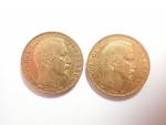 NAPOLEON III : Deux pièces de 20 francs or :...
