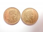 NAPOLEON III : Deux pièces de 20 francs or, Strasbourg...