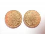 NAPOLEON III : Deux pièces de 20 Francs or Paris...