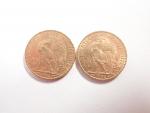 IIIème REPUBLIQUE : Deux pièces de 20 francs or type...