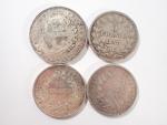 Quatre pièces en argent : 5 Francs Louis-Philippe Lille 1833...