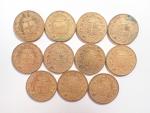 ITALIE : Onze pièces de 20 Lires or Umberto 1er...
