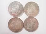 Vème République : Quatre pièces de 50 Francs argent type...