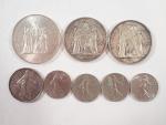 Vème République : Quatre pièces en argent 50 Francs 1974...