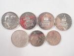 Vème République : Sept pièces en argent : 4x 100...
