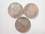 Vème REPUBLIQUE : Trois pièces de 100 francs argent commémorative....