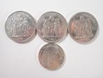 Vème REPUBLIQUE : Trois pièces de 10 francs argent type...