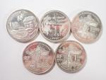 Vème REPUBLIQUE : Cinq pièces en argent de un euro...