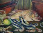 FARDET Catherine (née en 1954) : Nature morte au poisson,...