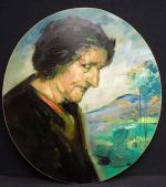 LOUKINE Rotislas. Portrait de Madame Jacqueline Da Silva de profil....