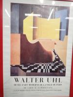 Lot de deux pièces encadrées comprenant : Affiche d'exposition Walter...