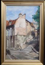 ALONSO J. (XXe siècle). Rue de village. Huile sur tile...