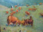MAUGUIERE Albert (1975-1968). Paysage de montagnes et vaches. Huile sur...
