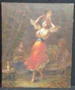 BORGELLA Frédéric (1833-1901). Danseuse orientale au tambourin. Huile sur toile...
