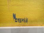 MENEMAN. Composition. Huile sur isorel signée. 100 x 100 cm