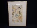 LE PHO (1907-2001). Maternité aux fleurs. Lithographie en couleurs n°59/60,...