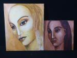 CHARPENTIER. Deux portraits de femmes. Deux toiles, signées. 60 x...