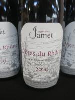 3 bouteilles Côtes du Rhône an2020 rouge, Domaine Jamet Le...
