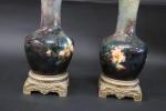 MONTIGNY-SUR-LOING : Paire de lampes à huile en céramique "impressionniste"...