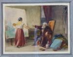 GIOJA Belisario (1829-1906) : Le peintre et son élève dans...