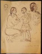 MARINOT Maurice (1882-1960) : Femme et enfant, études de tête....