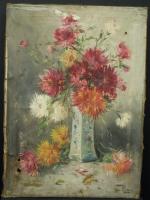 SCHOUTEN Henry (1857/64 - 1927) : Vase de dahlias. H.s.T....