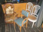 2 chaises style louis XVI, un fauteuil bridge et un...
