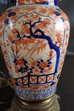 Paire de lampes à huile en porcelaine Imari du Japon,...