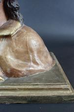 Buste de Saint en bois sculpté ou carton sur bois...