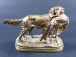 DUBUCAND Alfred (1828-1894) : Chien au faisan. Bronze à patine...