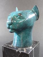 Éditions ITALICA : Tête de chat Bastet en bronze à...