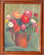 BENOIT-COURCIER Hélène (XIX's-XX's) : Vase de fleurs. H.s.T., 61 x...