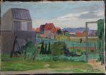 BURDET Jean (XX's). Jardin potager, H.S.T. signée, 38 x 55