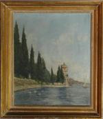CASTELLI Clément (1870-1959) Le Lac de Garde et la Tour...