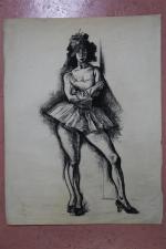 CHARLEMAGNE Paul (1892-1972). Prostituée. Fusain signé 63 x 47, en...