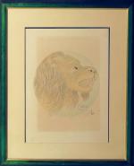 DALI Salvador (1904-1989) : Lion de profil en médaillon. Gravure...