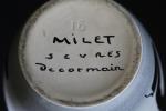 Paul MILET Sèvres : Cache-pot en céramique à décor africaniste...
