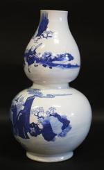 CHINE : Important vase de forme double gourde en porcelaine...