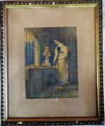 CLAUSEL Alexandre (1802-1884) : Les crêpes. Peinture à l'encaustique signée...