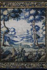 Tapisserie d'Aubusson d'époque XVIII's à décor de verdure avec échassiers...