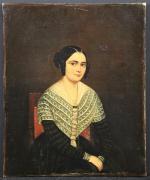 Ecole française vers 1850 : Portrait de jeune femme. H.s.T....
