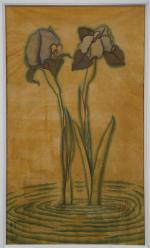 Tsuguharu Léonard FOUJITA (1886-1968) : Deux iris, 1917. Lavis, signé,...