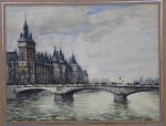 FRANK-WILL (1900-1951) : Paris, la Conciergerie. Aquarelle signée, 21,5 x...