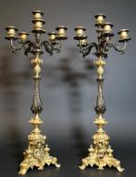 Paire de grands candélabres à six lumières d'époque Napoléon III...