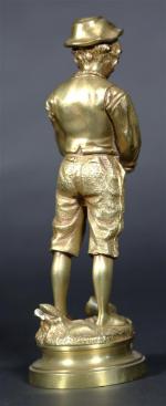ANFRIE Charles (1833-1905) : La cruche cassée. Bronze doré, signé,...