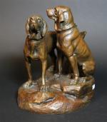 Léon BUREAU (1866-1906) - Antigone et Marmionne, deux chiens Saint-Hubert...