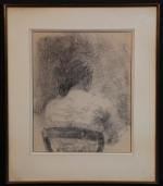 TAL-COAT Pierre (1905-1985) : Femme assise de dos. Fusain signé,...